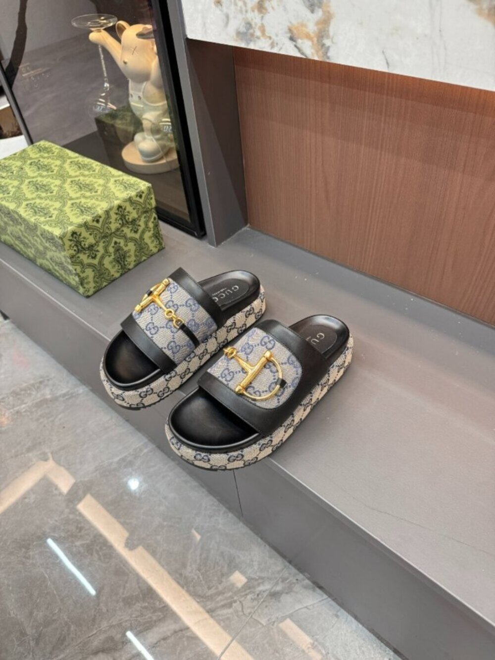 Gucci. platform wedge slippers